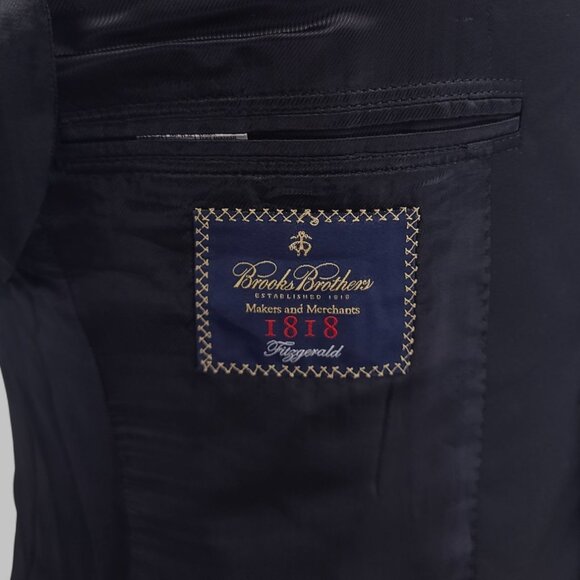 Brooks Brothers 1818 Fitzgerald 2-Piece Black Wool Suit 38R, Pants W32xL32 - Picture 10 of 15